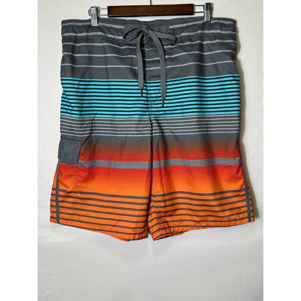 Ocean Pacific Men's Athleisure Swim Trunks Board Shorts Lined Striped Size L